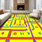 Bright Yellow Numerical Maze Rug