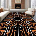 Bold Orange Black Figure Abstract Rug
