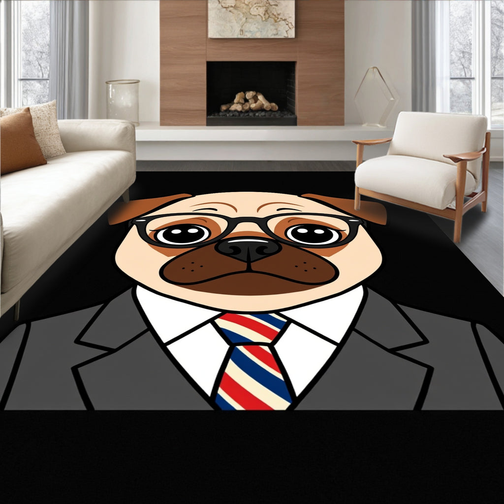 Dapper Pug Dog Tuxedo Tie Rug