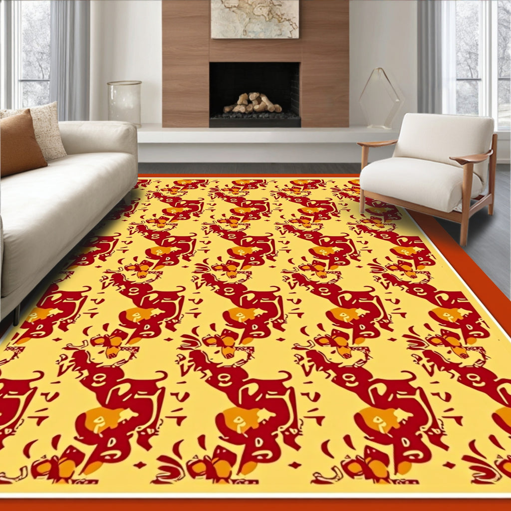 Bold Red Abstract Floral Arrangement Rug