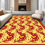Bold Red Abstract Floral Arrangement Rug