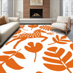 Orange Abstract Giraffe Foliage Rug