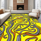 Yellow Abstract Racecar Roadscape Rug