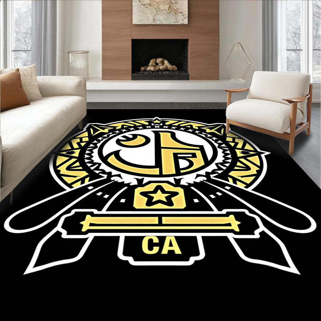 Golden Crest With Celestial Elements Rug