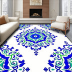 Vivid Blue Green Ornamental Medallion Rug