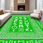 Bold Green Alphabet Border Design Rug