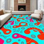 Vibrant Orange Pink Abstract Forms Rug