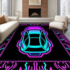 Cyberpunk Neon Sports Car Rug