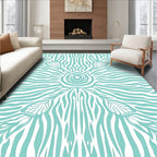 Aqua Zebra Stripe Tribal Sun Rug