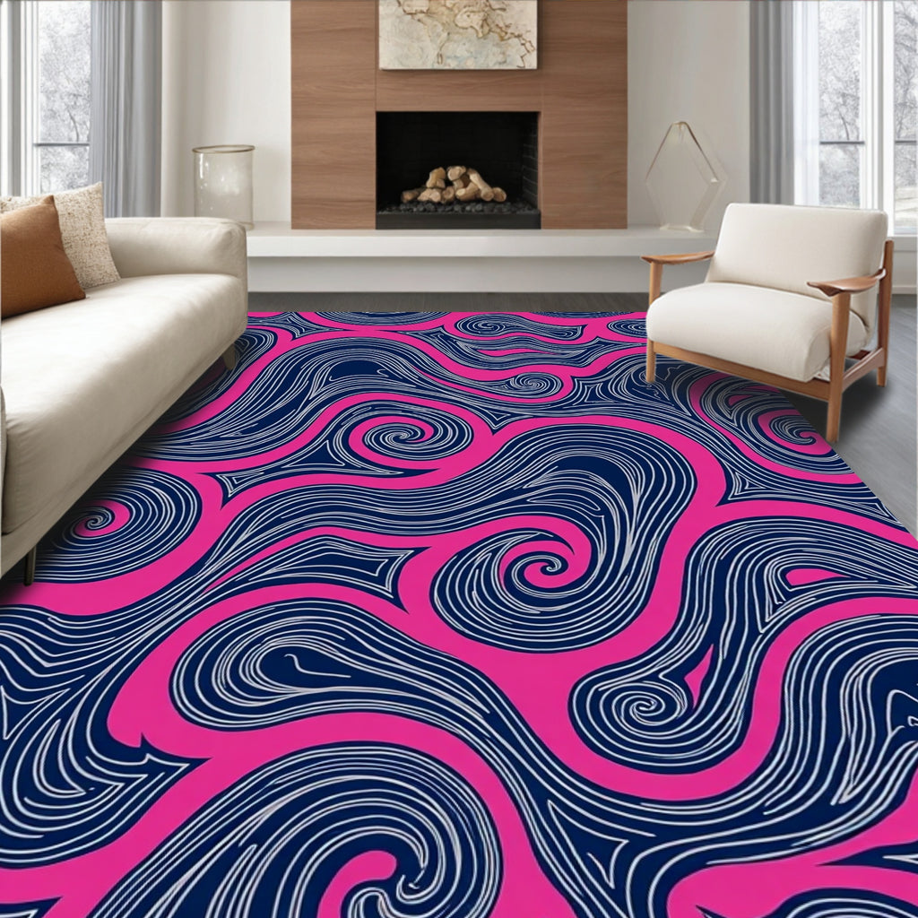 Vibrant Pink Swirl Organic Flow Rug