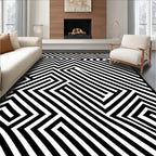 Bold Black White Optical Illusion Rug