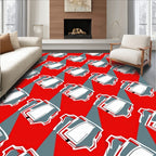 Red Gray Abstract Block Repeat Rug
