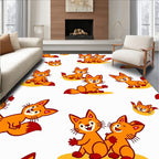 Playful Orange Fox Family Repeat Rug