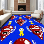 Red Whimsical Face Laurel Wreath Rug