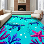 Blue Sea Turtles Underwater Marine Life Rug