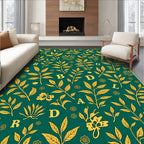 Golden Leaf Botanical Alphabet Rug