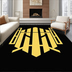 Bold Yellow Geometric Emblem Black Rug