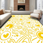 Radiant Yellow Sun Hearts Doodles Rug