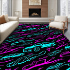 Neon Car Streaks Collection Rug