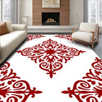 Crimson Red Ornate Medallion Accent Rug