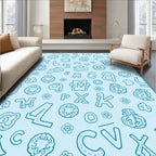Whimsical Blue Alphabet Collage Rug