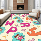 Playful Alphabet Characters Garden Graphic Rug