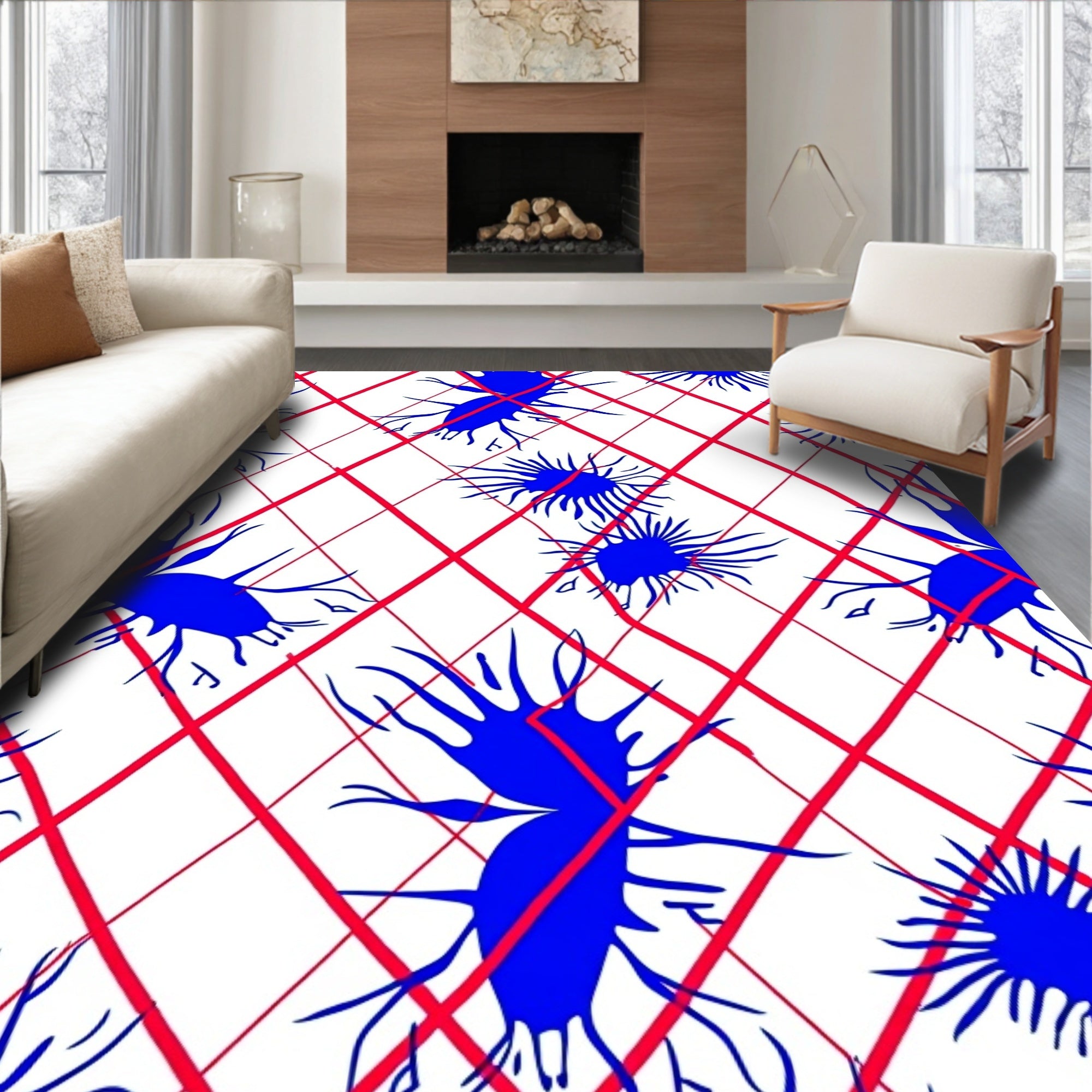 Crimson Diamond Burst Abstract Rug