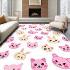 Cute Kawaii Pink Animal Faces Collage Rug