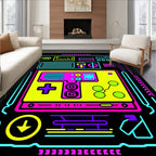 Neon Retro Game Console Controller Rug