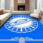 Deep Blue Saturn Ring Mandala Rug