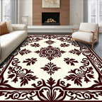 Classic Burgundy Floral Medallion Border Rug