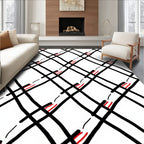 Black Red Diamond Lattice Rug