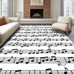 Black and White Musical Score Border Rug