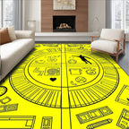 Vibrant Yellow Circular Collage Rug