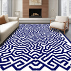 Navy Blue Abstract Maze Rug