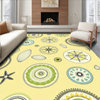 Yellow Nautical Compass Medallion Rug