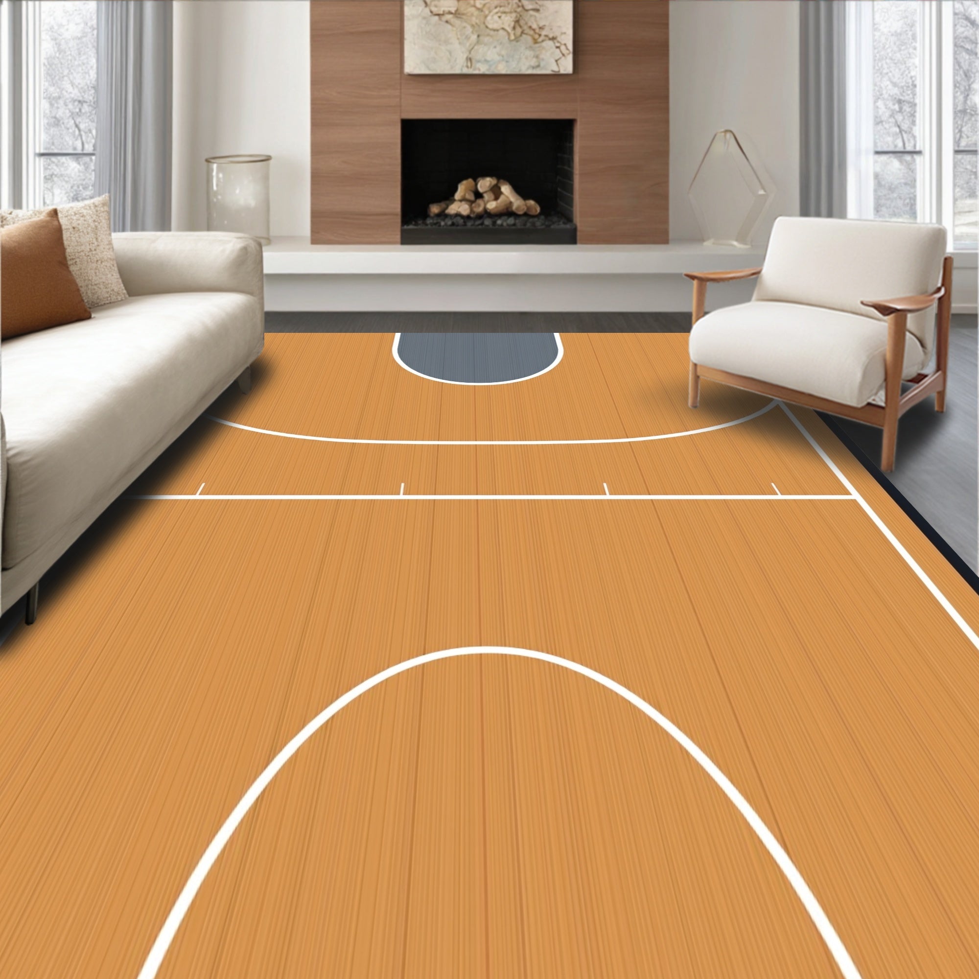 Brown Court Lines Rug