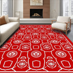 Red Futuristic Mechanical Armor Rug