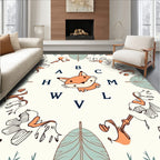 Whimsical Fox Floral Alphabet Cream Rug