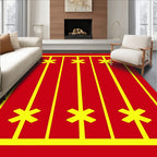 Bold Yellow Star Geometric Red Rug