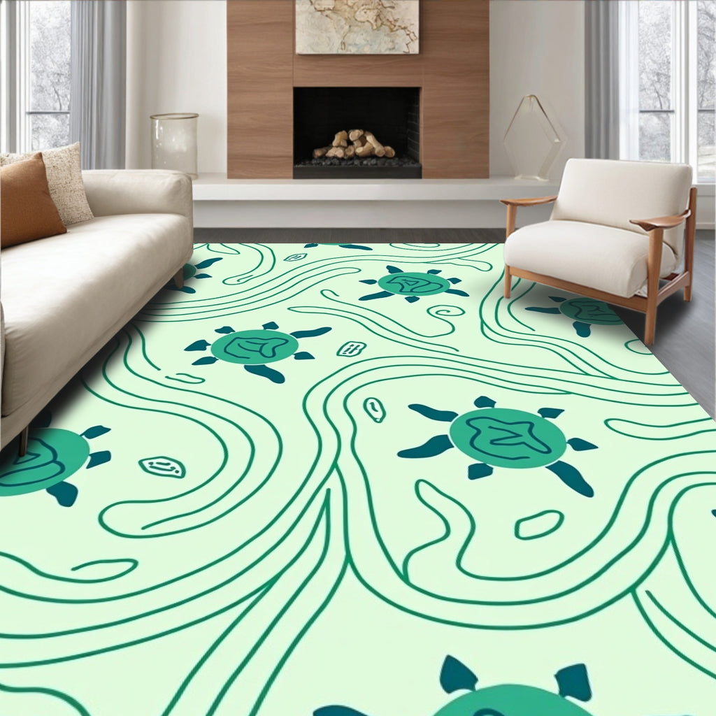 Light Green Turtle Swirls Rug