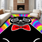 Groovy Black Pug Red Bowtie Rainbow Rug