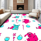 Vibrant Pink Blue Monster Drops Art Rug