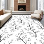 Minimalist Gray Branch Silhouette Rug