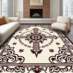 Dark Crimson Ornamental Medallion Frame Rug