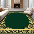 Golden Emerald Flourish Ornament Frame Rug