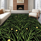 Chartreuse Leafy Branches with Gold Dots Rug