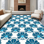 Azure Teal Floral Bloom Repeat Rug
