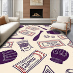 Vintage Baseball Tickets and Gloves Rug