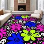 Day of the Dead Flower Skull Art Rug